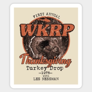 WKRP Turkey Drop with Les Nessman (Rough) Sticker